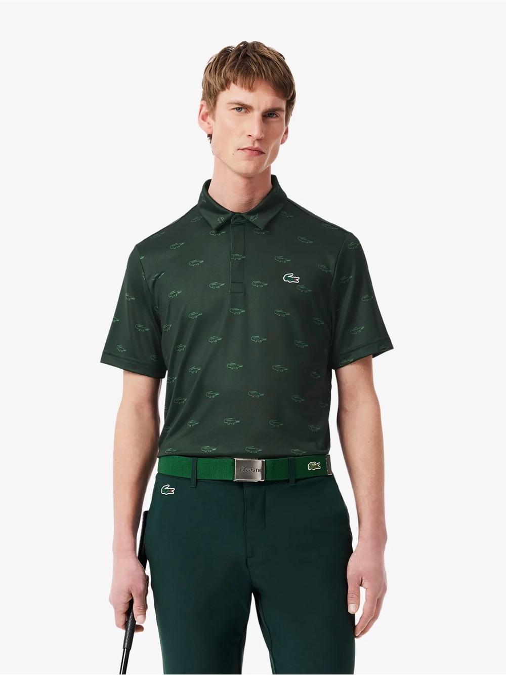 NWOT Lacoste Men's Regular Fit UV Protect Golf Polo Shirt in Dark Green